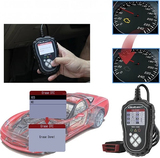 Tester diagnostikues Qoltec ProLine, OBDII/EOBD, 8V-25V, DualSystem, i zi