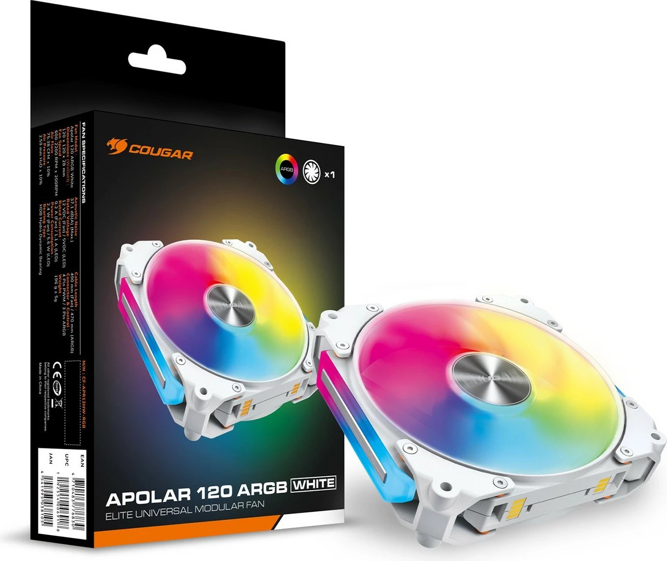 Ventilator kase Cougar Apolar 120 ARGB, 120mm, i bardhë