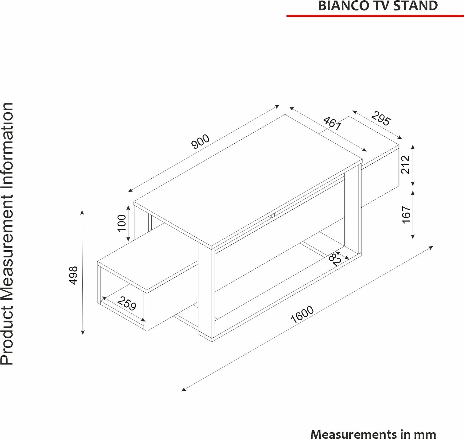 Komodë TV Hanah Home, e bardhë, e artë