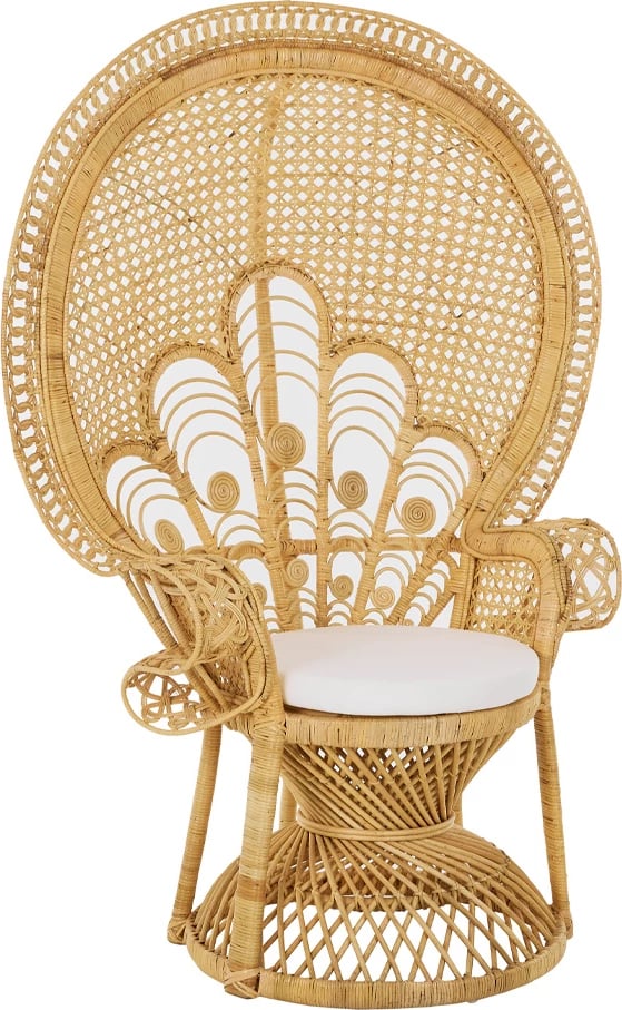 Karrige e madhe Elysee, jastëk, ratan natyral, 115x70x150cm