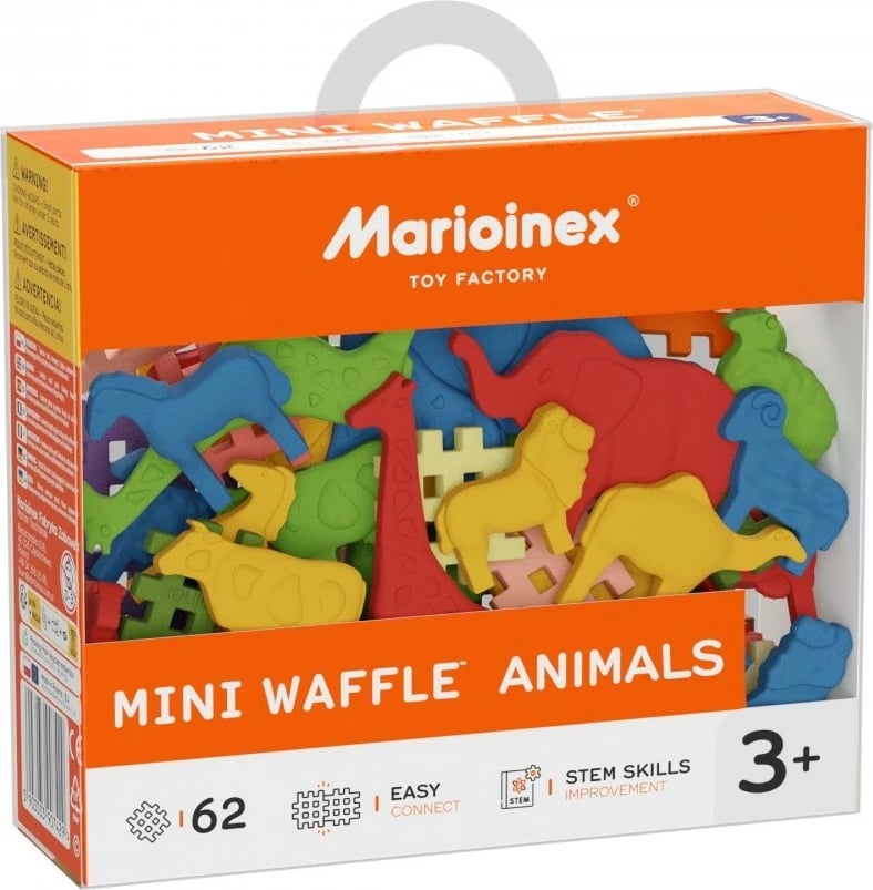 Set lodrash ndërtimi Marioinex Mini Waffle Animals, 62 pjesë, shumëngjyrëshe