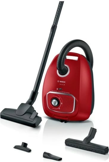 Fshesë me korrent me qese, Bosch BGB41RD3H, 600 W, 4 L, HEPA, rreze 11 m, e kuqe/zezë