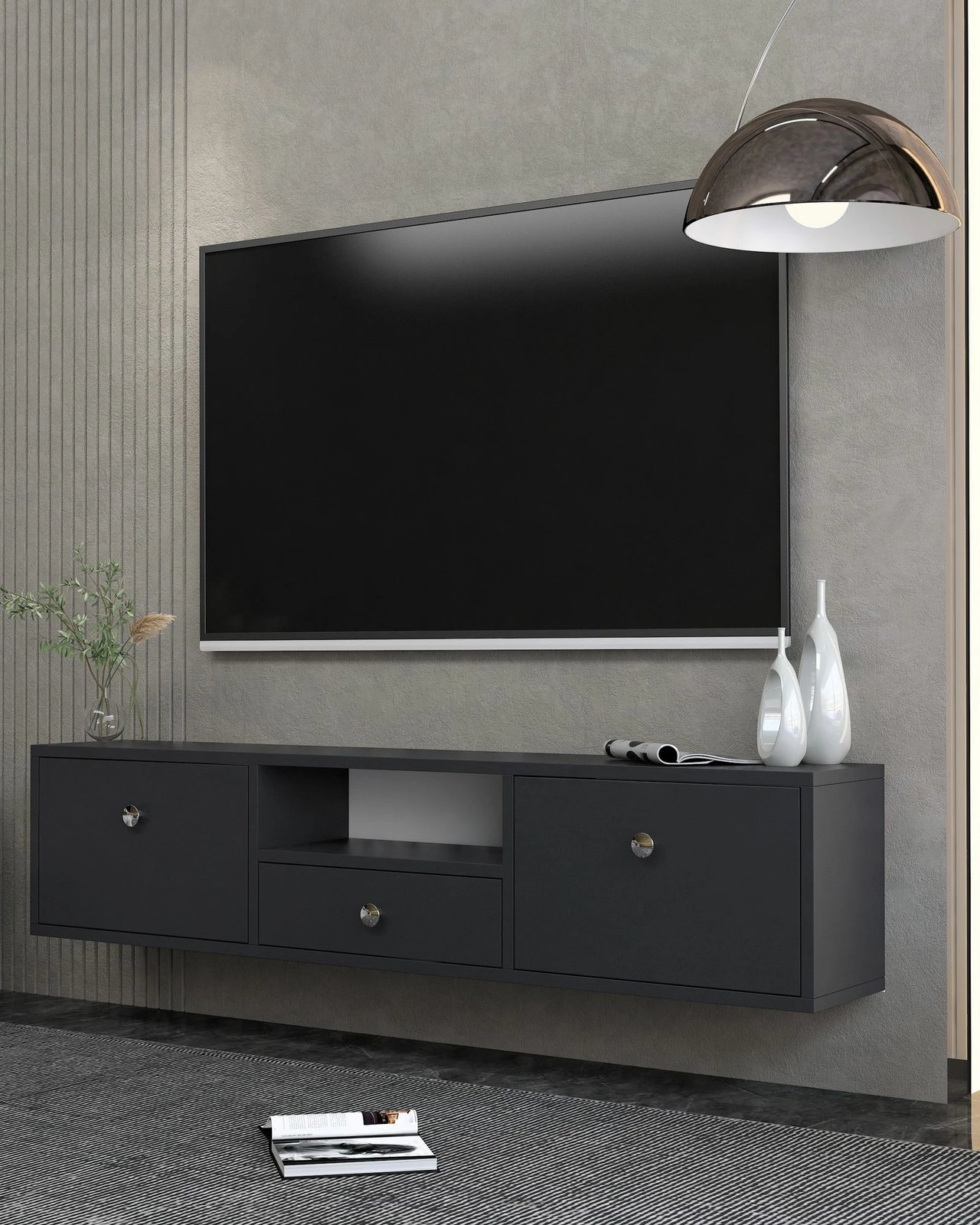 Komodë TV, Skye Decor, anthracite, silver, 1301-DROP-1