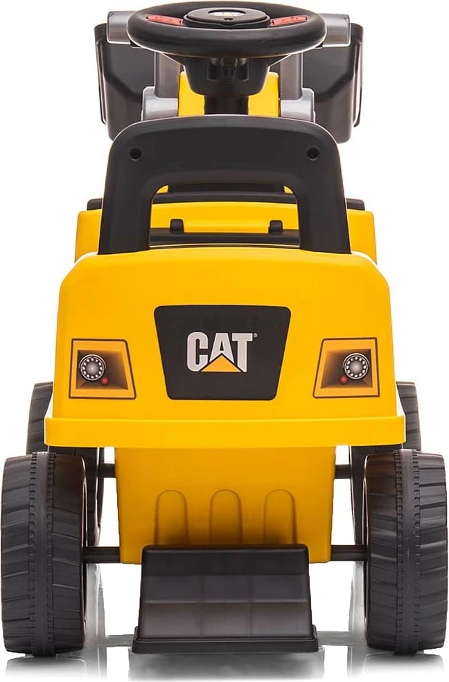 makinë lodër me hipje Milly Mally CAT Loader 5299, 4 rrota, krah e kovë lëvizëse, horn me AAA, deri 25 kg, 12–36 muaj, zezë/verdhe