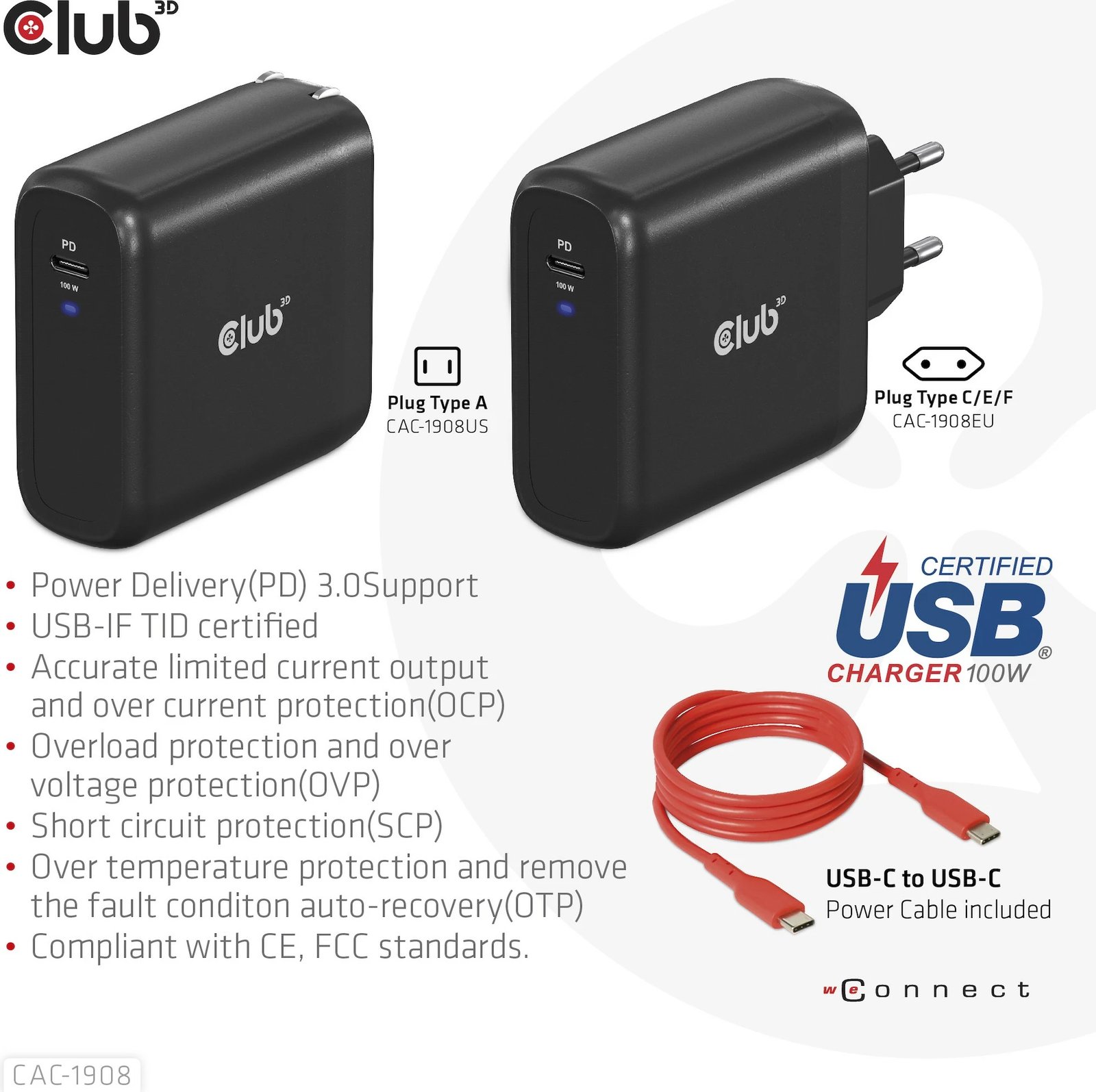 Karikues Club3D USB Type-C PD 100W, GaN, i zi