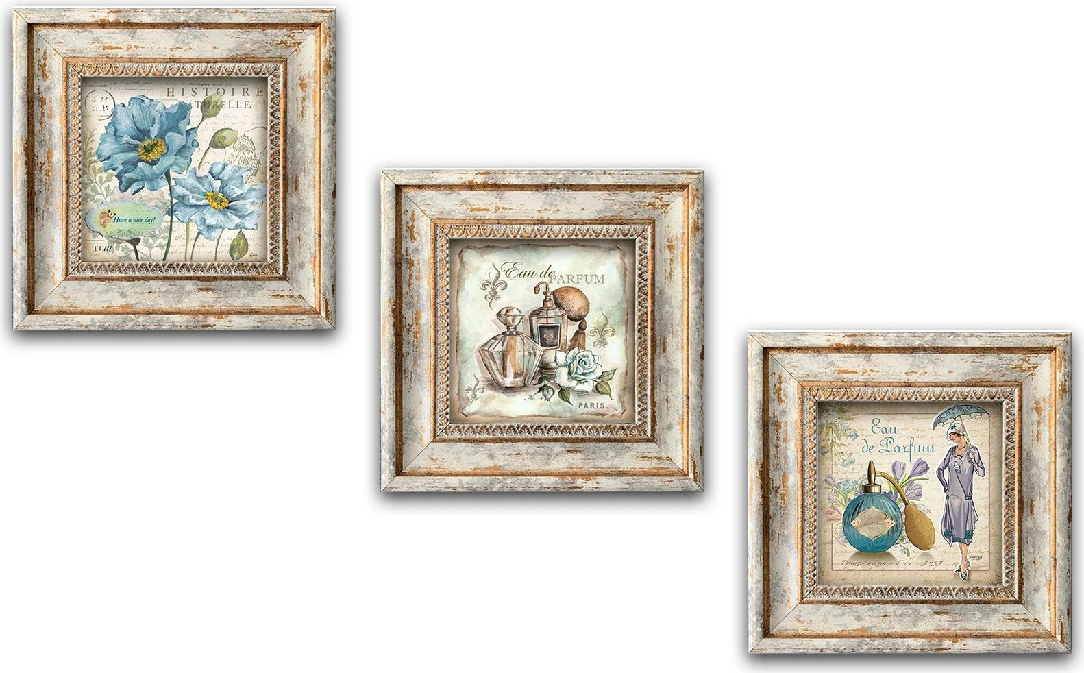 Set pikturash dekorative me kornizë MDF, shumëngjyrëshe, Wallity Huhu319, 3 copë, 30x30cm