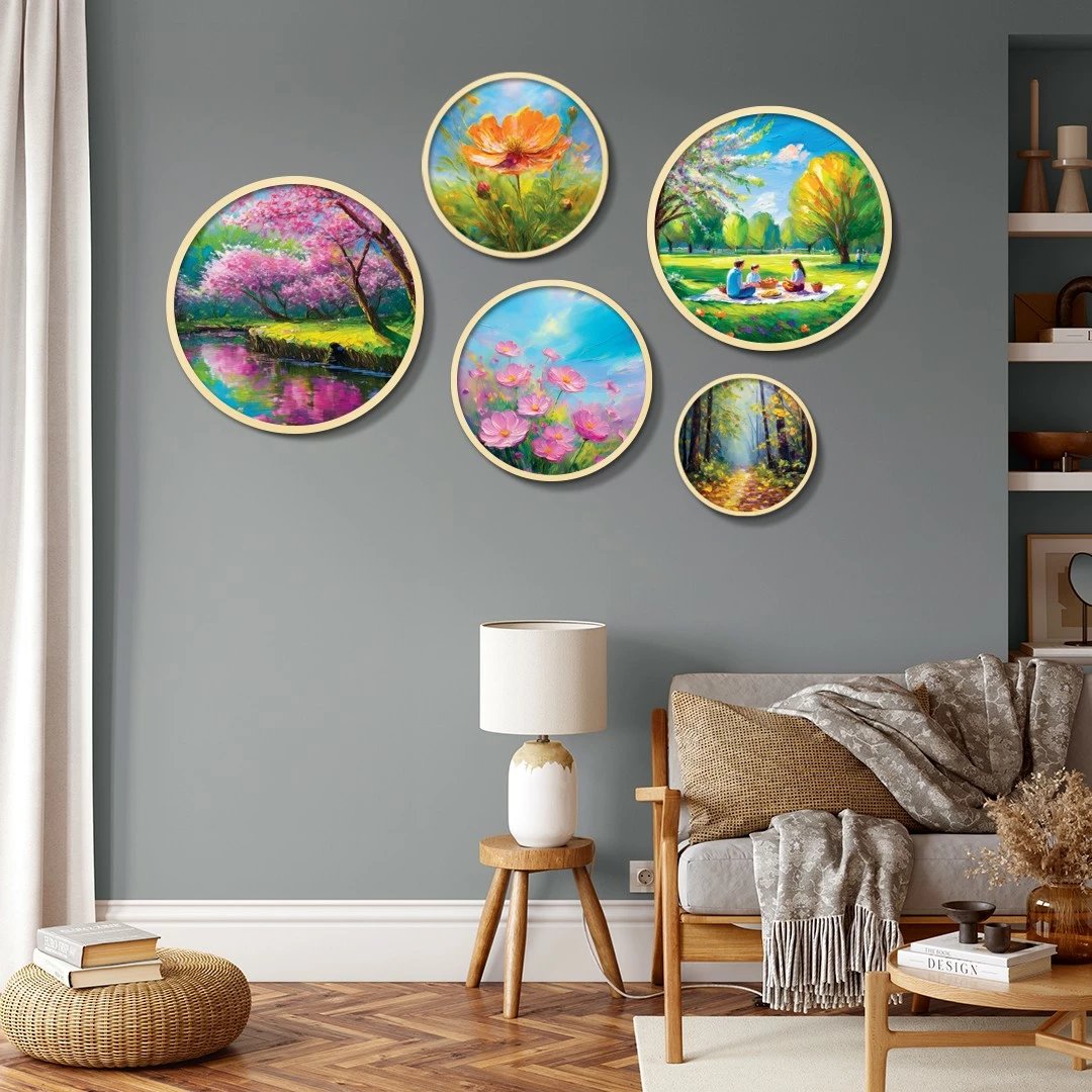 Set pikturash dekorative me kornizë MDF (5 copë), Wallity, Yats-29