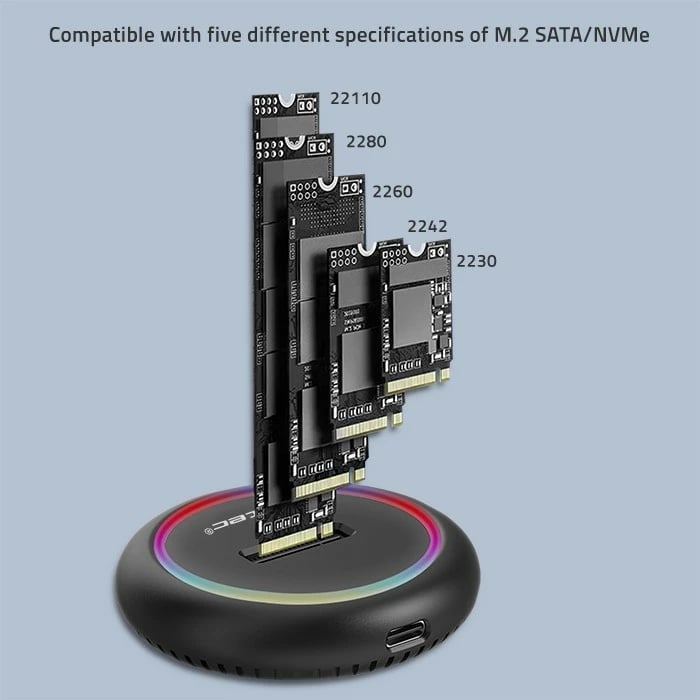 Stacion dokimi SSD M.2 Qoltec 52275, NVMe/SATA, USB-C, 2TB, i zi
