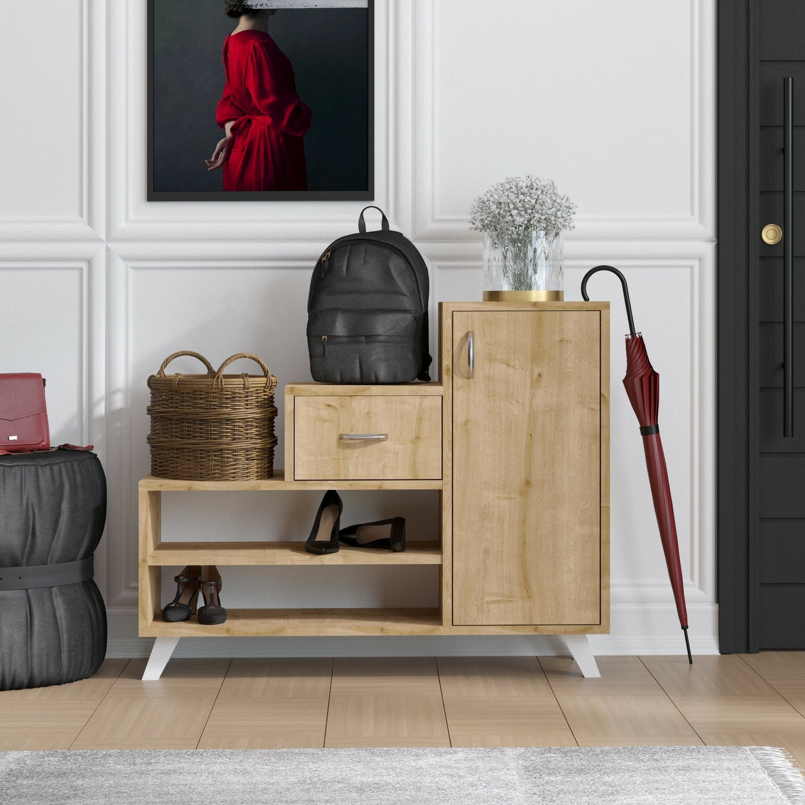 Dollap këpucësh, dizajn retro, ngjyrë lisi safir