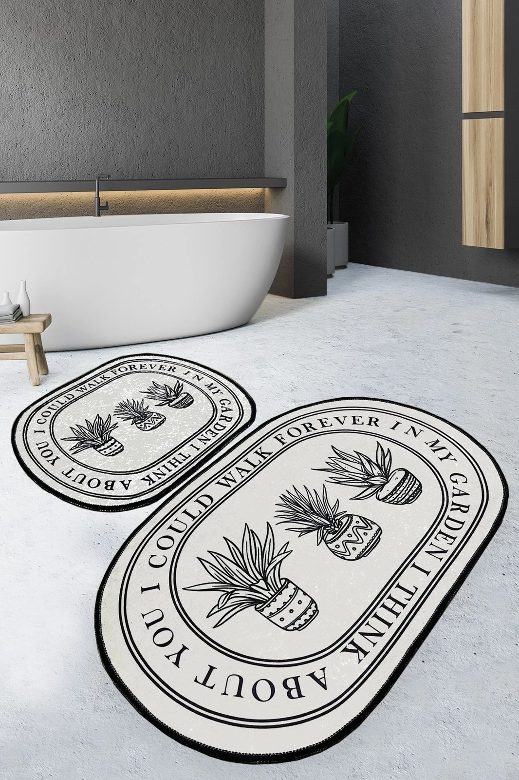 Set tapetash për banjo, 2 copë, Mijölnir, Walk, krem dhe e zezë