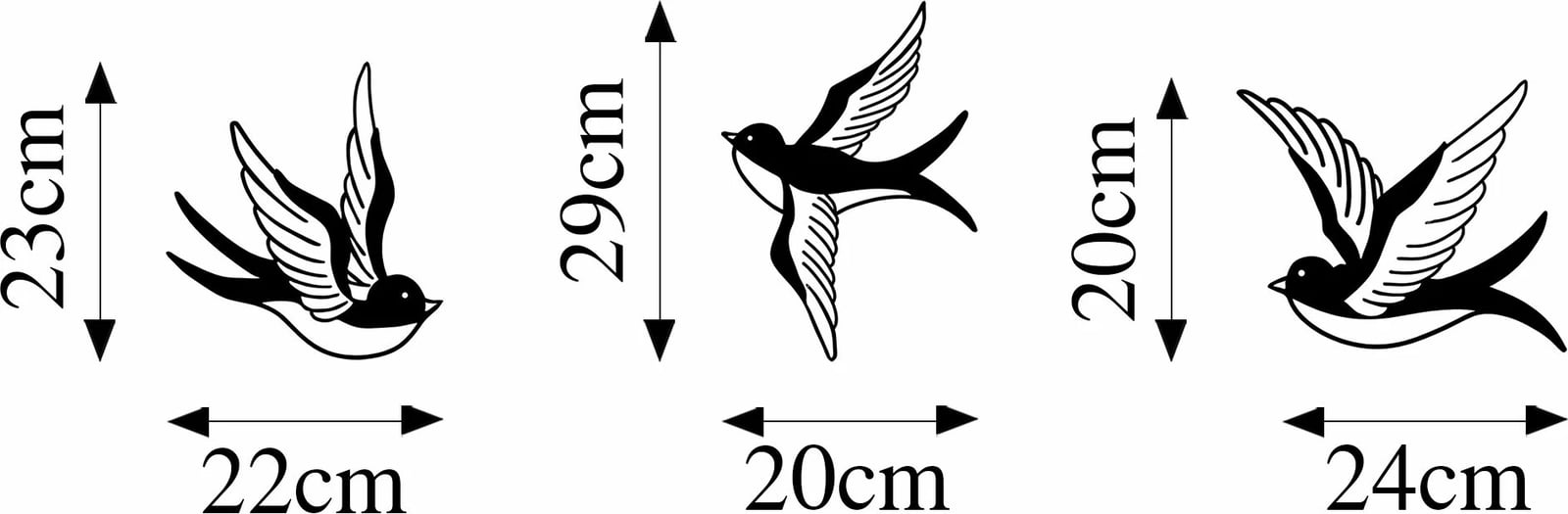 Aksesor dekorativ metalik për mur, Wallity, mal, 3 copë