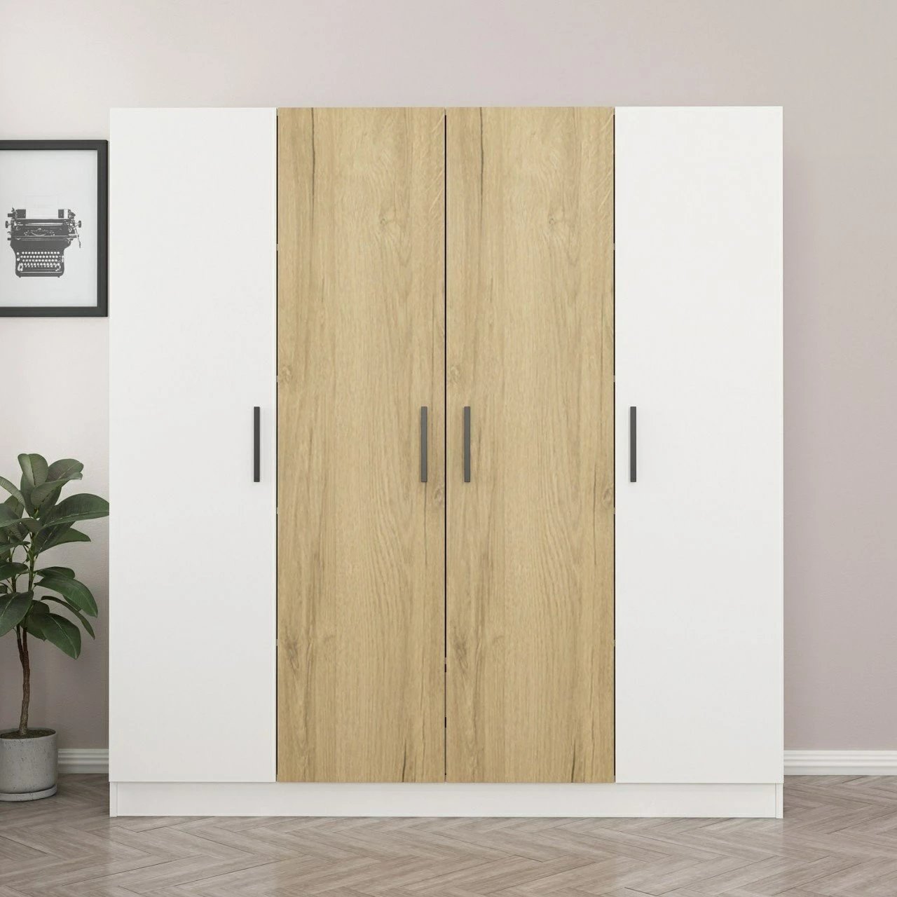 Dollap Skye Decor, ngjyrë arre dhe e bardhë, 3109