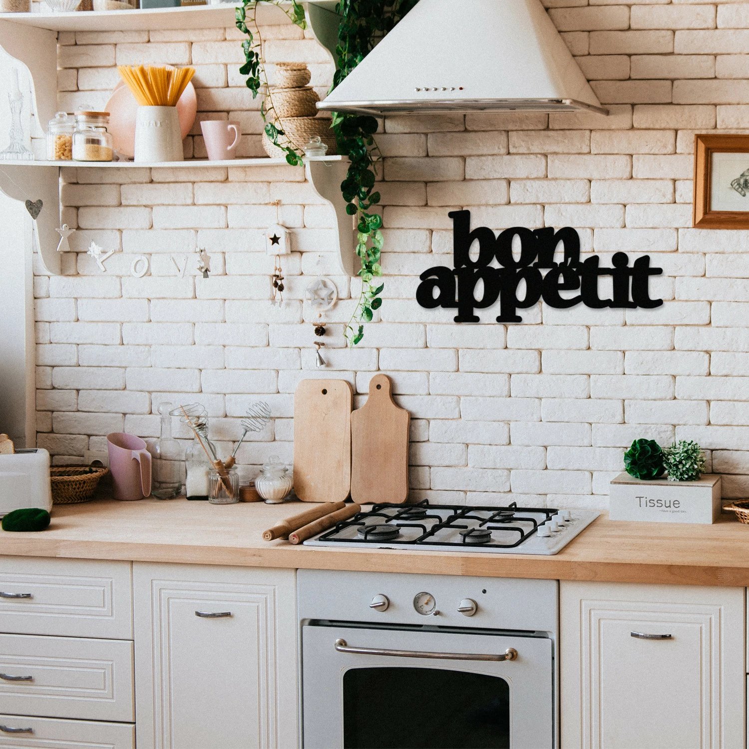 Aksesor dekorativ metalik për mur, Wallity Bon Appetit 2, ngjyrë e zezë, 59x27cm