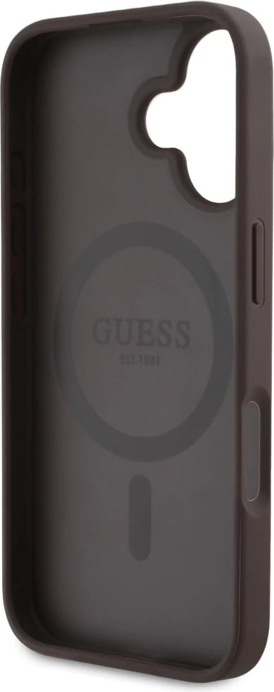 Mbështjellës Guess 4G Circle Classic Logo MagSafe për iPhone 16, Kafe Mbështjellës Guess 4G Circle Classic Logo MagSafe për iPhone 16, Kafe