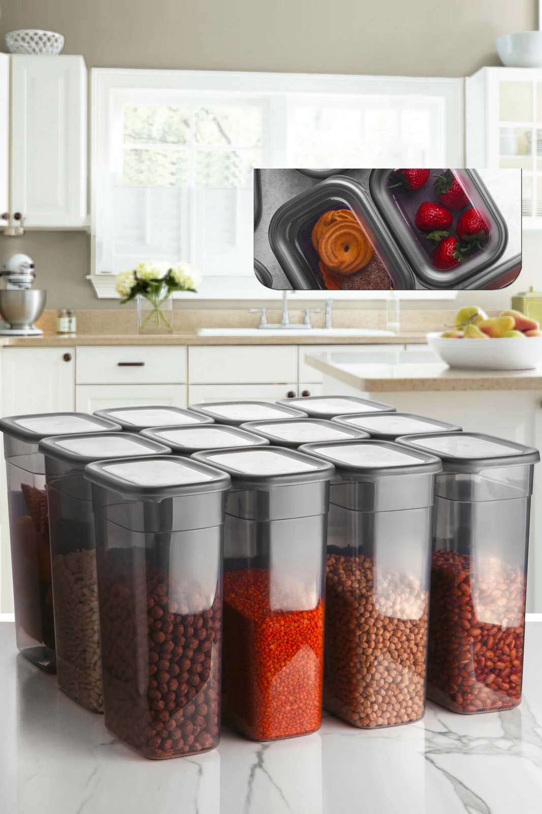 Set kuti për organizim (12 copë), anthracite, BNMPEGYAR12-32