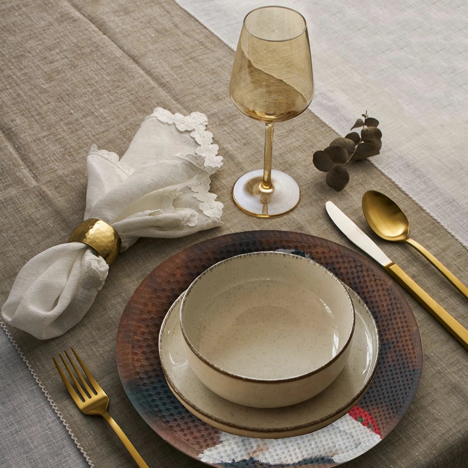 Ndamëse tavoline Hermia Concept, shumëngjyrëshe, 4 copë, 37cm