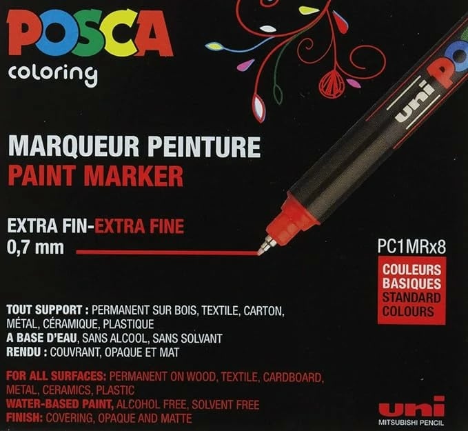 Set markera Uni Posca pc-1m Basic Colors 8/1 Set markera Uni Posca pc-1m Basic Colors 8/1