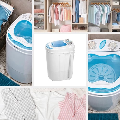 Makineri larëse portative me shtrydhje, Adler MS 8053, 3 kg larje, 1 kg shtrydhje, program 15 min, 360x370x530 mm, e bardhë