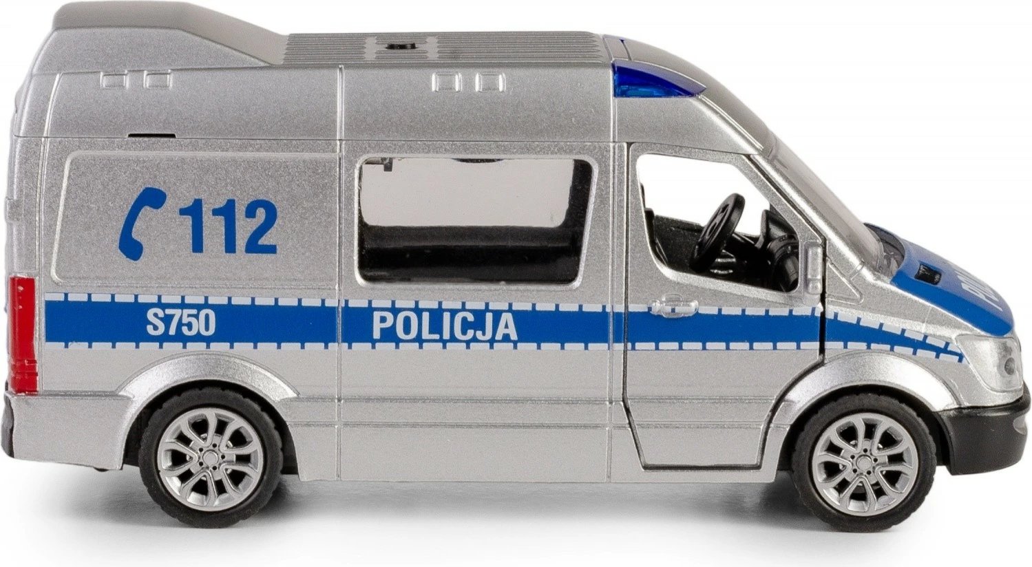 Veture lodër policie/ambulance Daffi B-434, metal/plastik, me drita dhe zë, argjendtë/blu