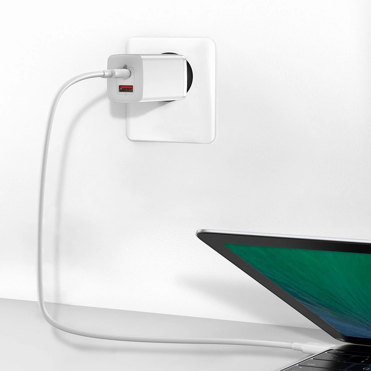 Karikues udhëtimi Baseus GaN2 Lite 65W, USB-C + USB-A, i bardhë