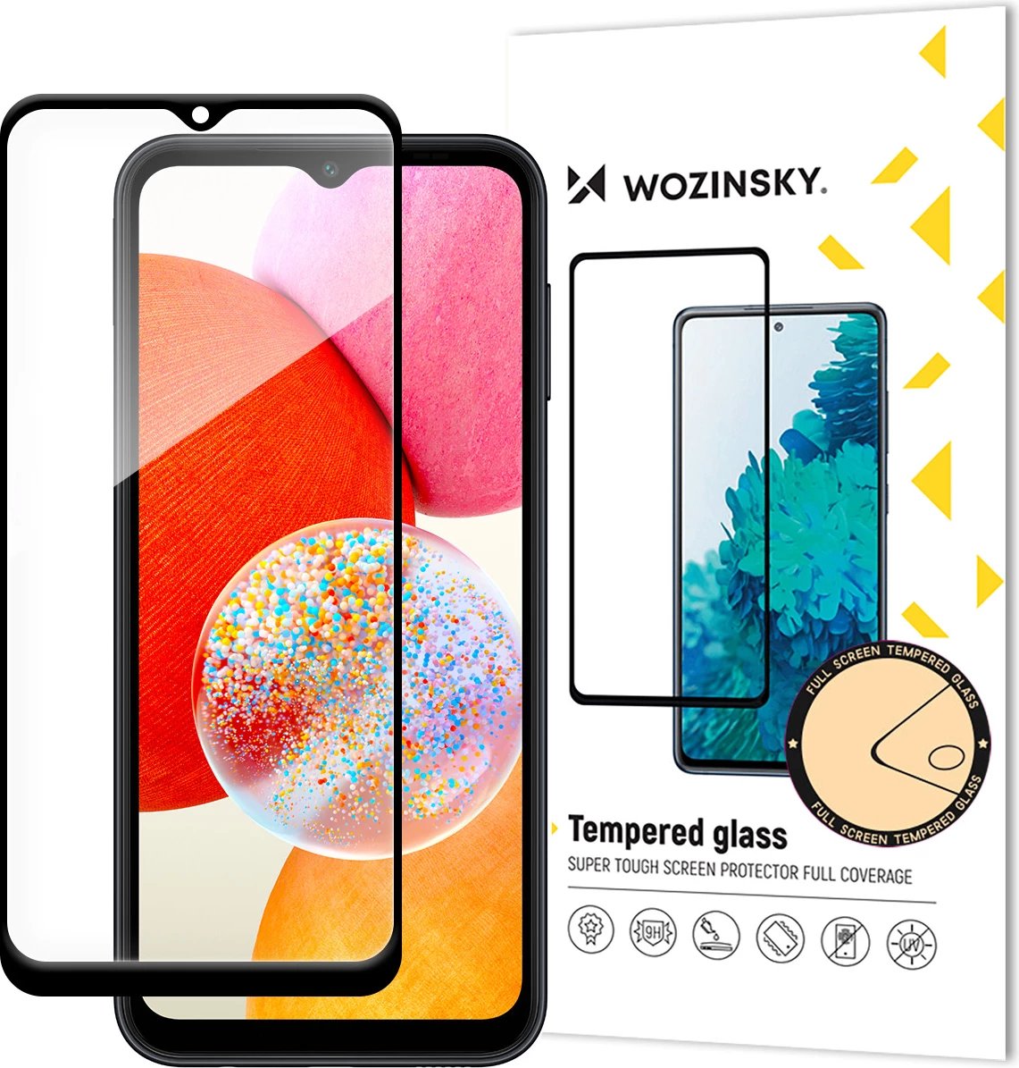 Xham i temperuar Wozinsky Full Glue për Samsung Galaxy A15 / A15 5G, me kornizë të zezë
