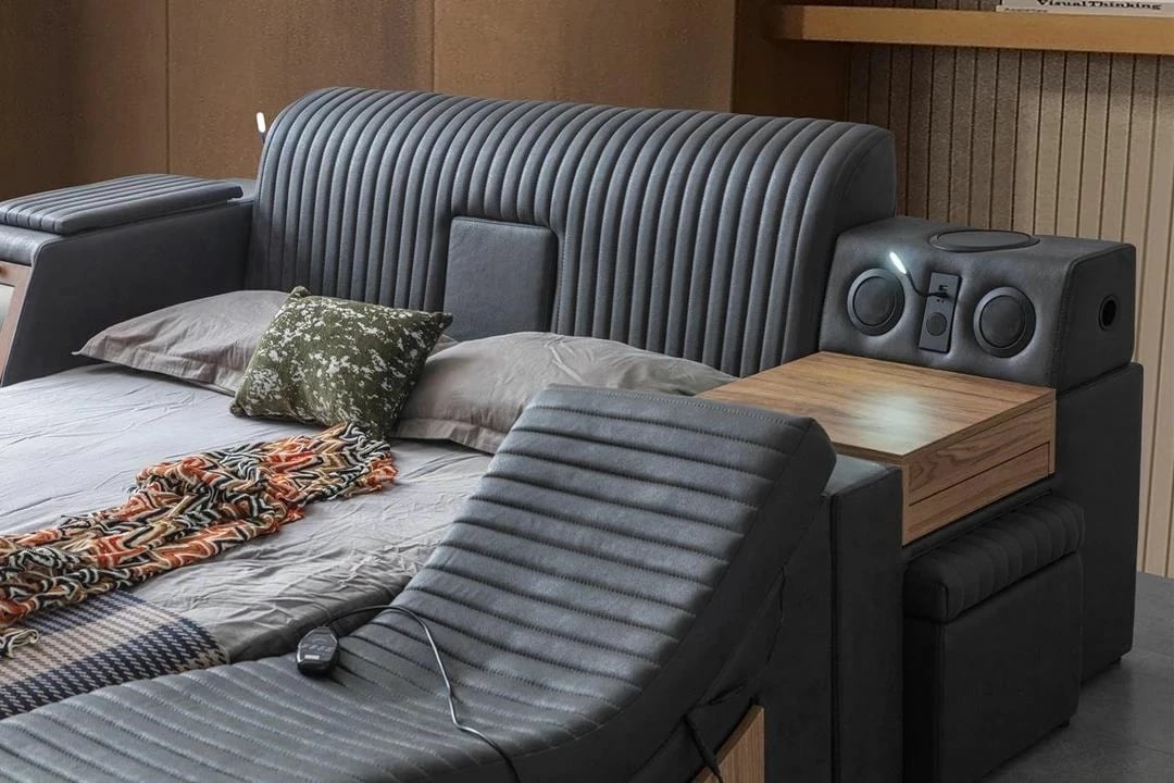 Krevat dopio me bazament, ngjyrë antracit, Skye Decor, Sunline Smart