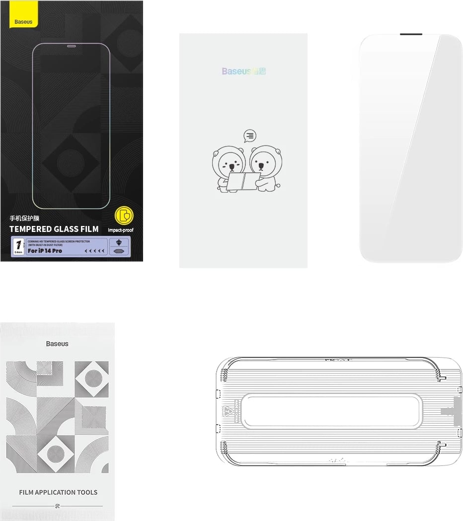 Xham i temperuar Baseus për iPhone 14 Pro, 0.4mm, me filtër për altoparlant, Transparent, me set montimi Xham i temperuar Baseus për iPhone 14 Pro, 0.4mm, me filtër për altoparlant, Transparent, me set montimi