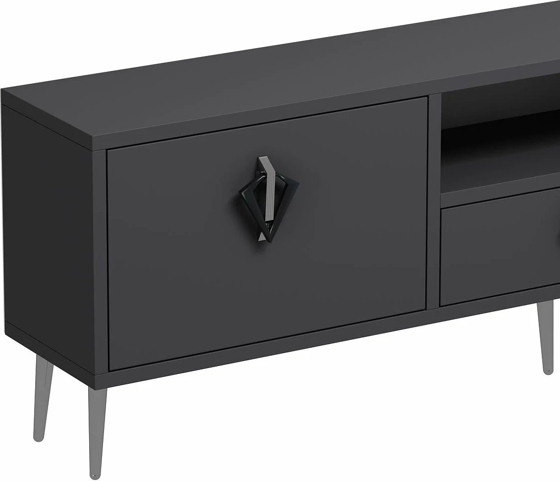 Komodë televizori Skye Decor, 1312-DROP-32, antracit, e zezë, argjend