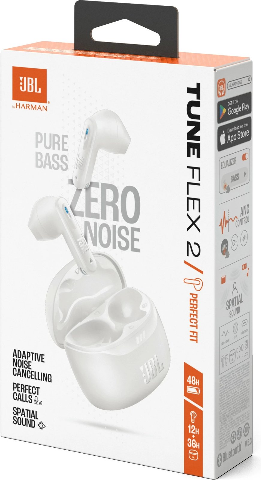 Kufje JBL Tune Flex 2, Bluetooth, in-ear, të bardha