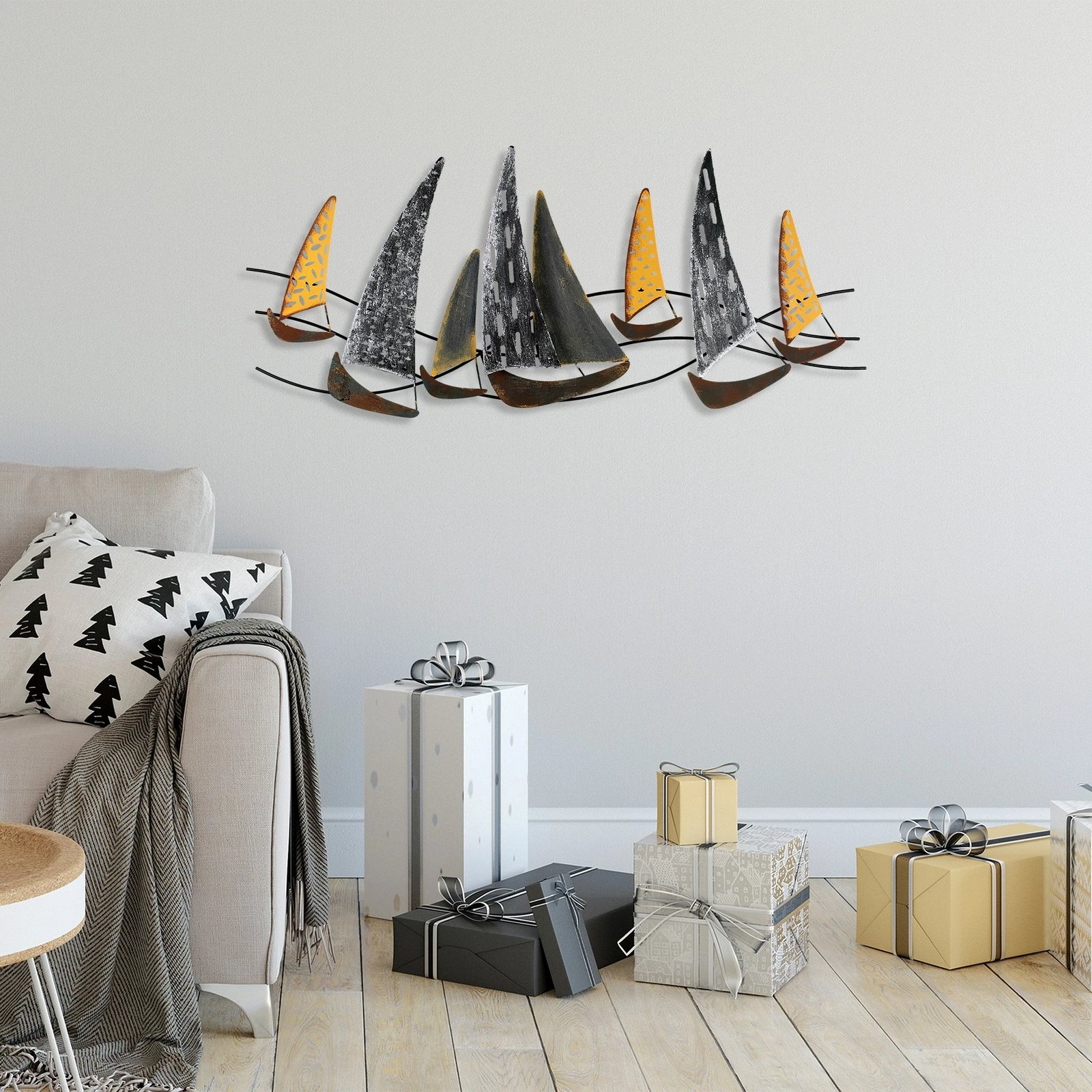 Aksesor dekorativ metalik për mur Wallity, Uskuna 2, shumëngjyrësh, 51x120cm