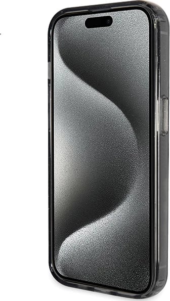 Mbështjellës Guess Ring Stand Script Glitter MagSafe për iPhone 13/14/15, i zi