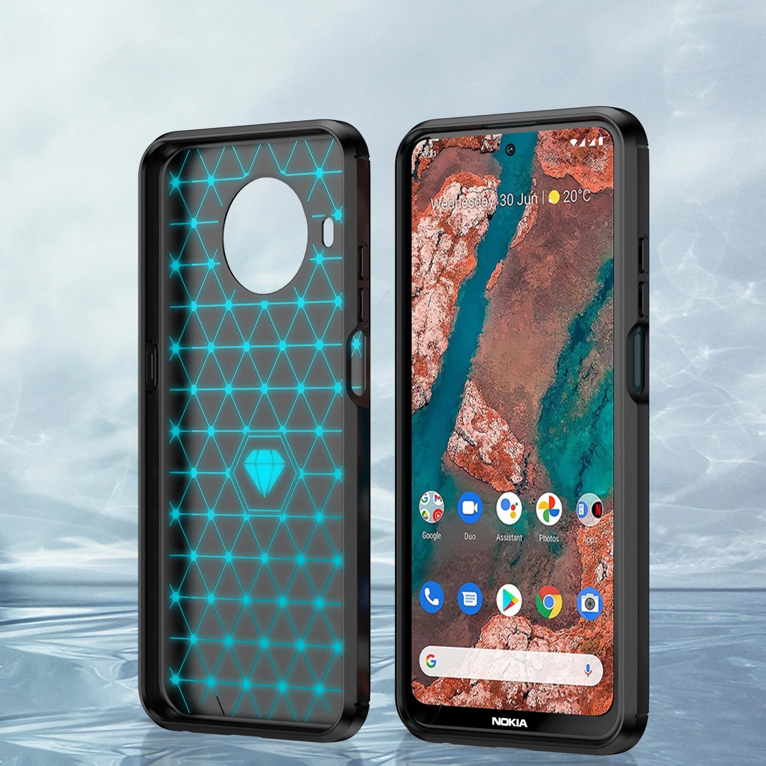 Mbështjellës Hurtel Carbon Case për Nokia X100, i zi