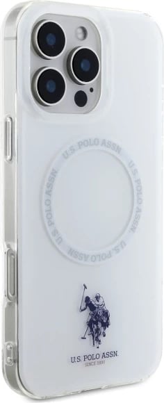 Mbështjellës U.S. Polo Assn. IML Ring MagSafe për iPhone 16 Pro Max, Bardhë