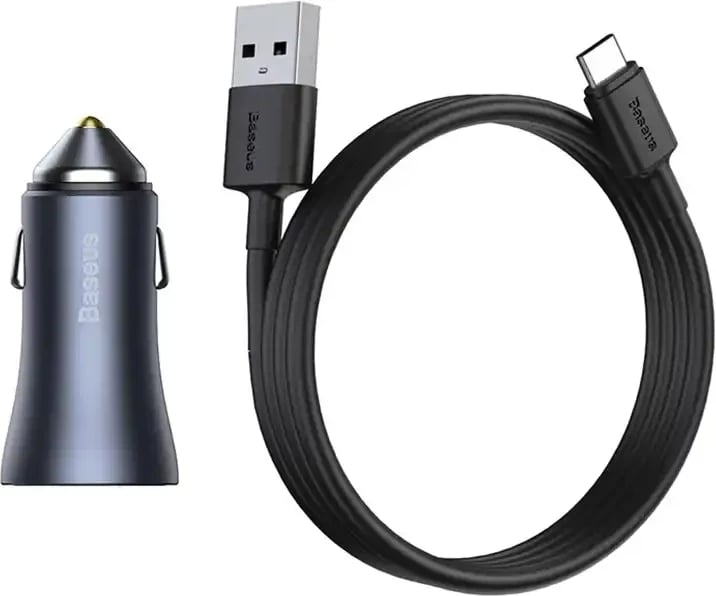 Karikues makinash Baseus Golden Contactor Pro, 2x USB, 40W, me kabllo USB në USB-C 1m, gri