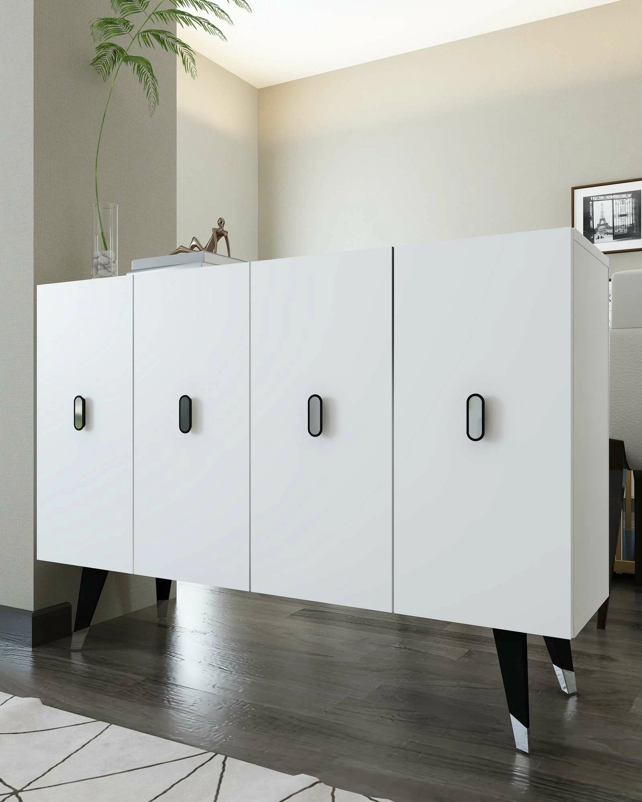 Konsol Skye Decor, 8168KM-32, e bardhë, argjend