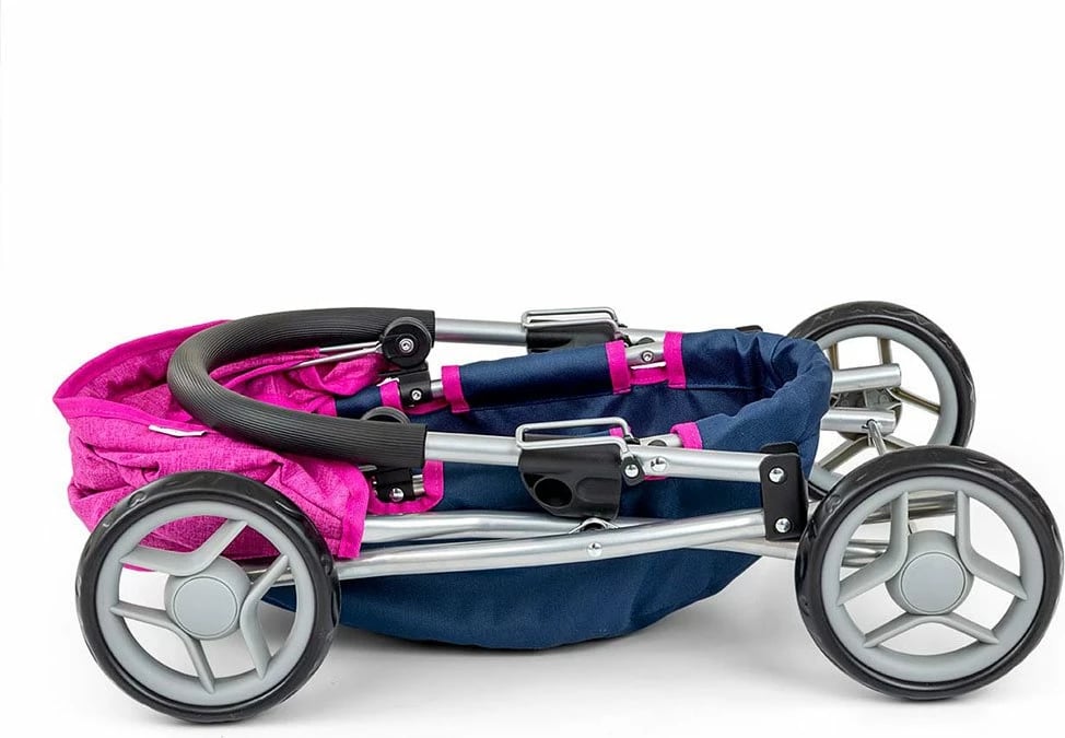 Karrocë për kukulla, Milly Mally, Dori Prestige, e thellë për kukulla deri 40 cm, palosëse, blu e errët/rozë