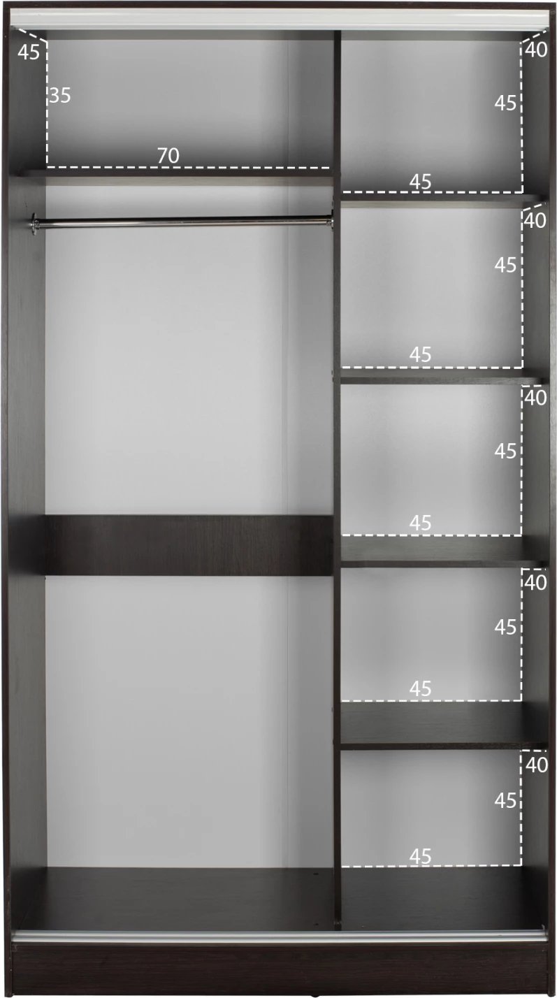 Dollap me dy dyer, me derë rrëshqitëse, ngjyrë wenge, FH2460.02, 120x60x220 cm