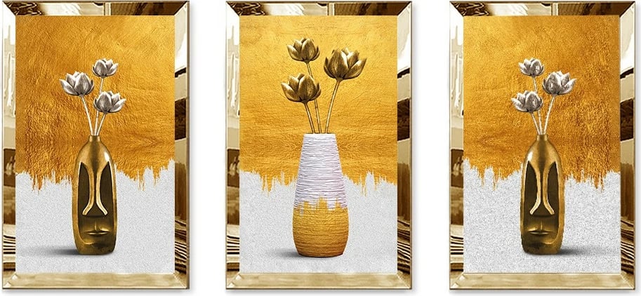 Pikturë dekorative MDF-Plexiglass (3 copë), Wallity, Huhu392, 40x60cm