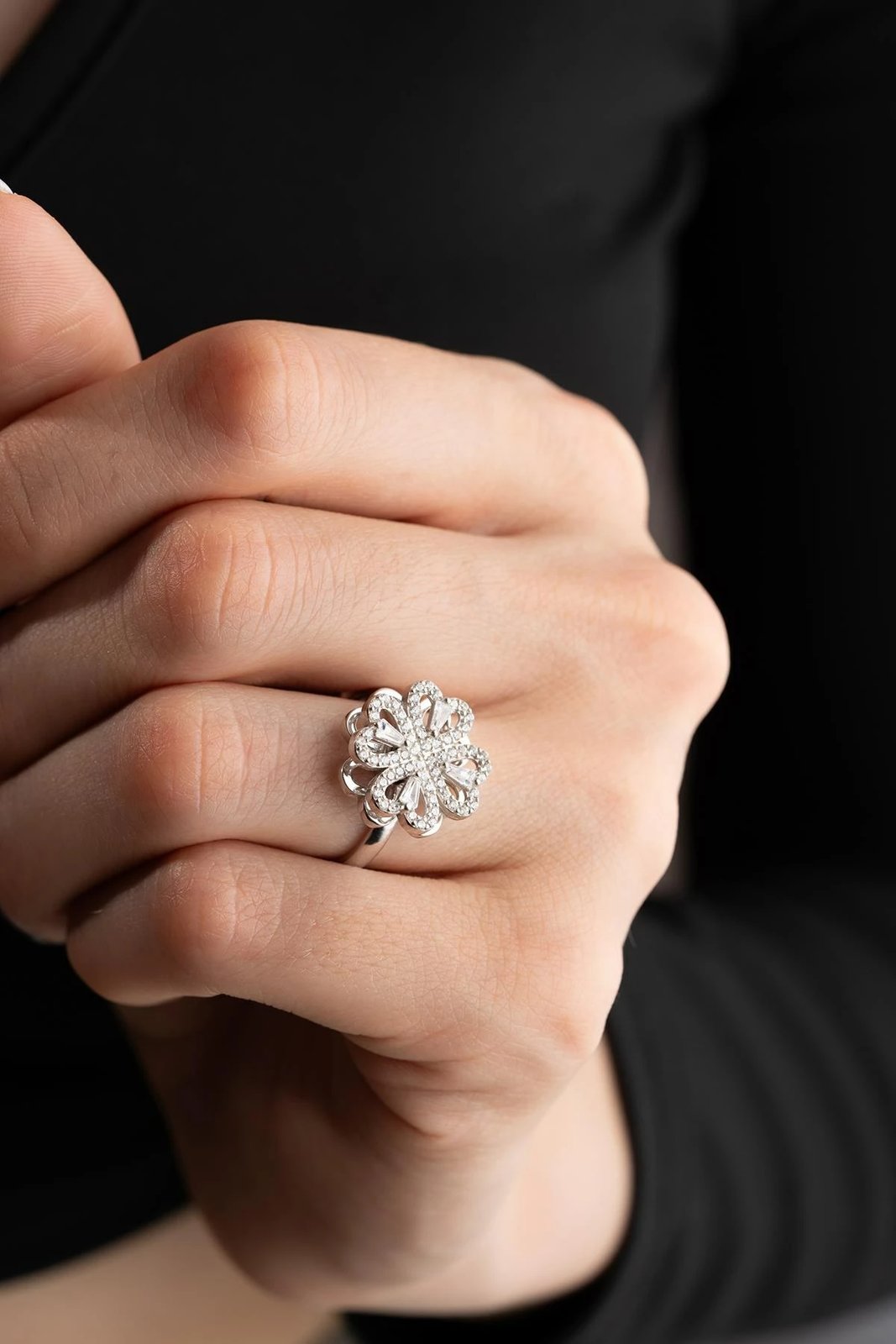 Unazë argjendi Jumeon, NRZ999258, e rregullueshme, ngjyrë argjendi dhe e bardhë