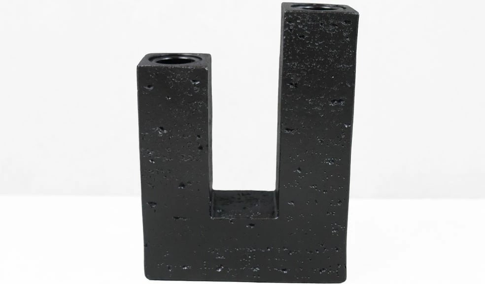 Mbajtës qirinjsh FLUX II, dekor, rrëshirë, ngjyrë e zezë, 12x4x16cm