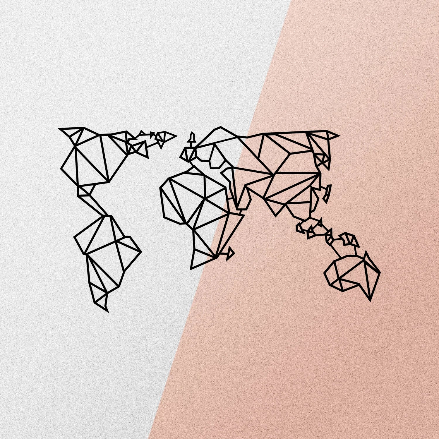 Aksesor dekorativ metalik për mur, hartë bote, Wallity