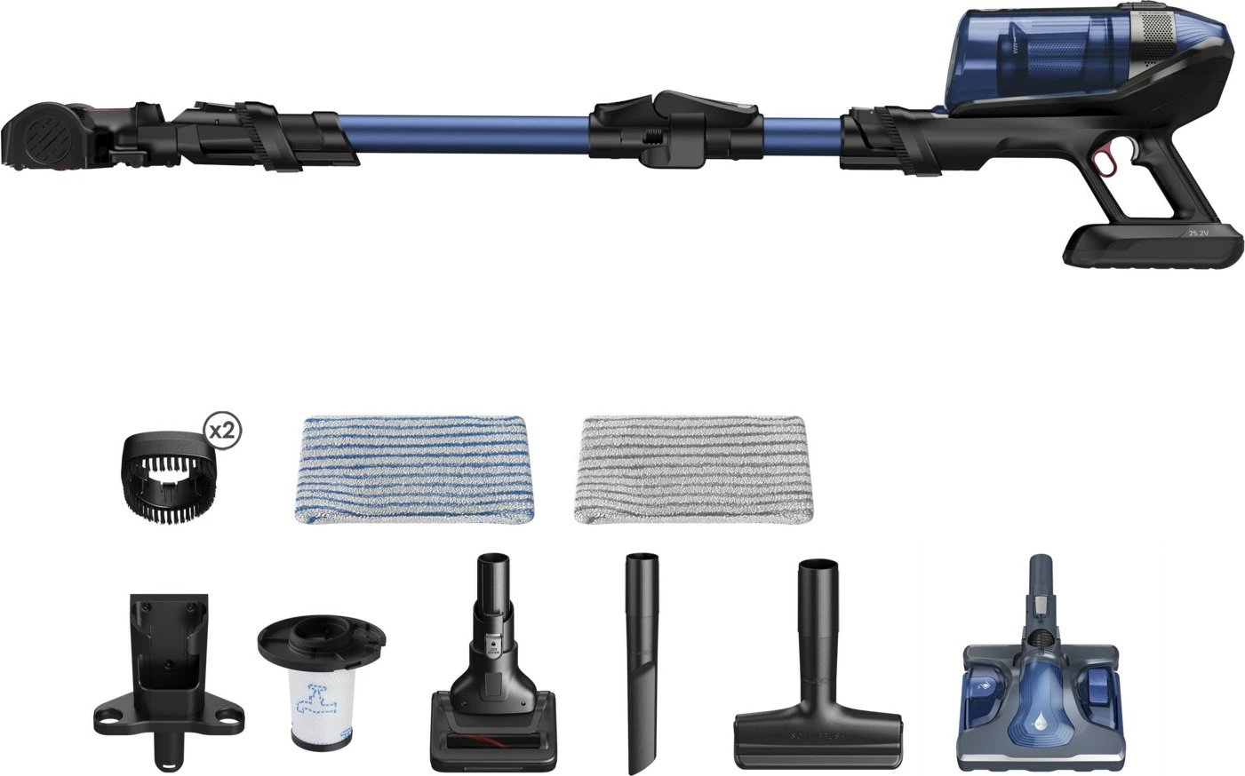 Fshesë me korrent pa kabllo Rowenta X-Force Flex 12.60 Aqua RH98C0WO, blu/zezë Fshesë me korrent pa kabllo Rowenta X-Force Flex 12.60 Aqua RH98C0WO, blu/zezë