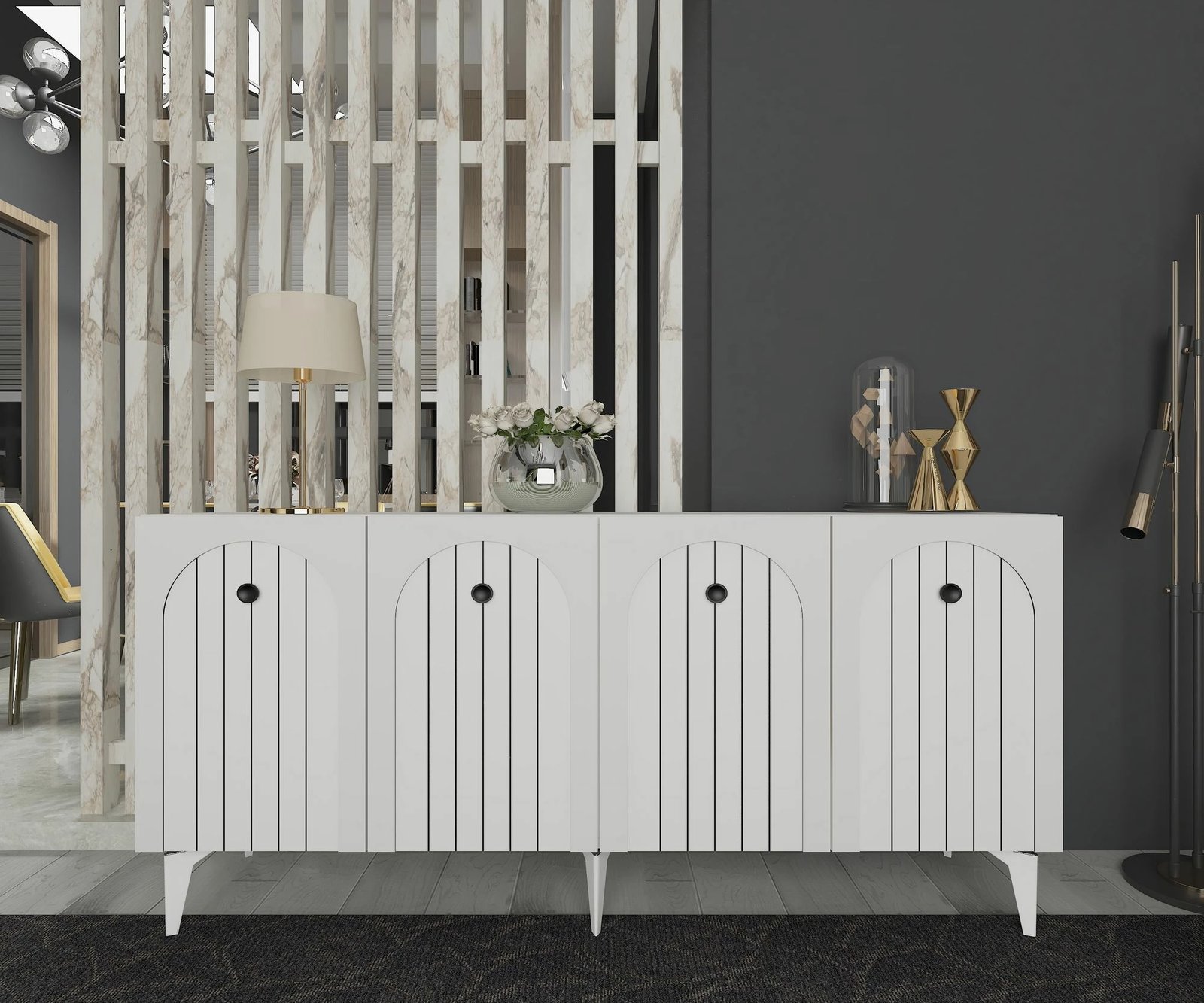 Konsolë Skye Decor, e bardhë, Breda