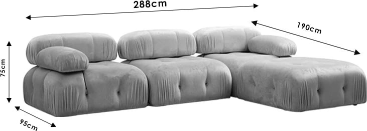 Divan polimorfik Divine, ngjyrë krem, 288/190x75cm