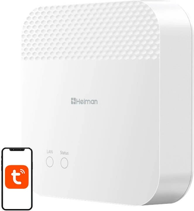 Gateway smart Heiman HS6GW, Zigbee 3.0/Wi-Fi, Tuya Smart Life, Bardhë