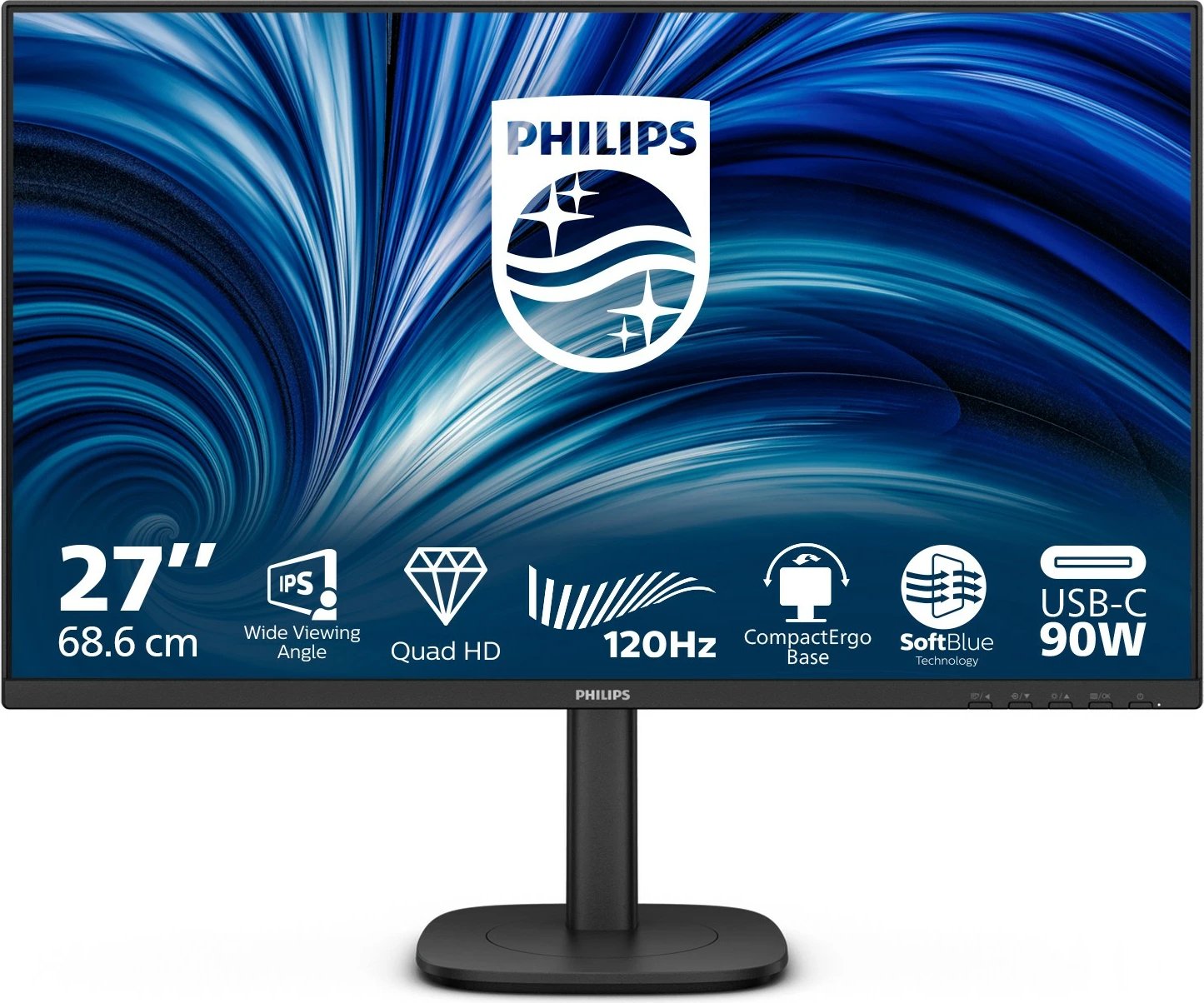 Monitor Philips 27B2U3601, 27 inç, IPS, QHD, HDMI+DP+USB-C, i zi