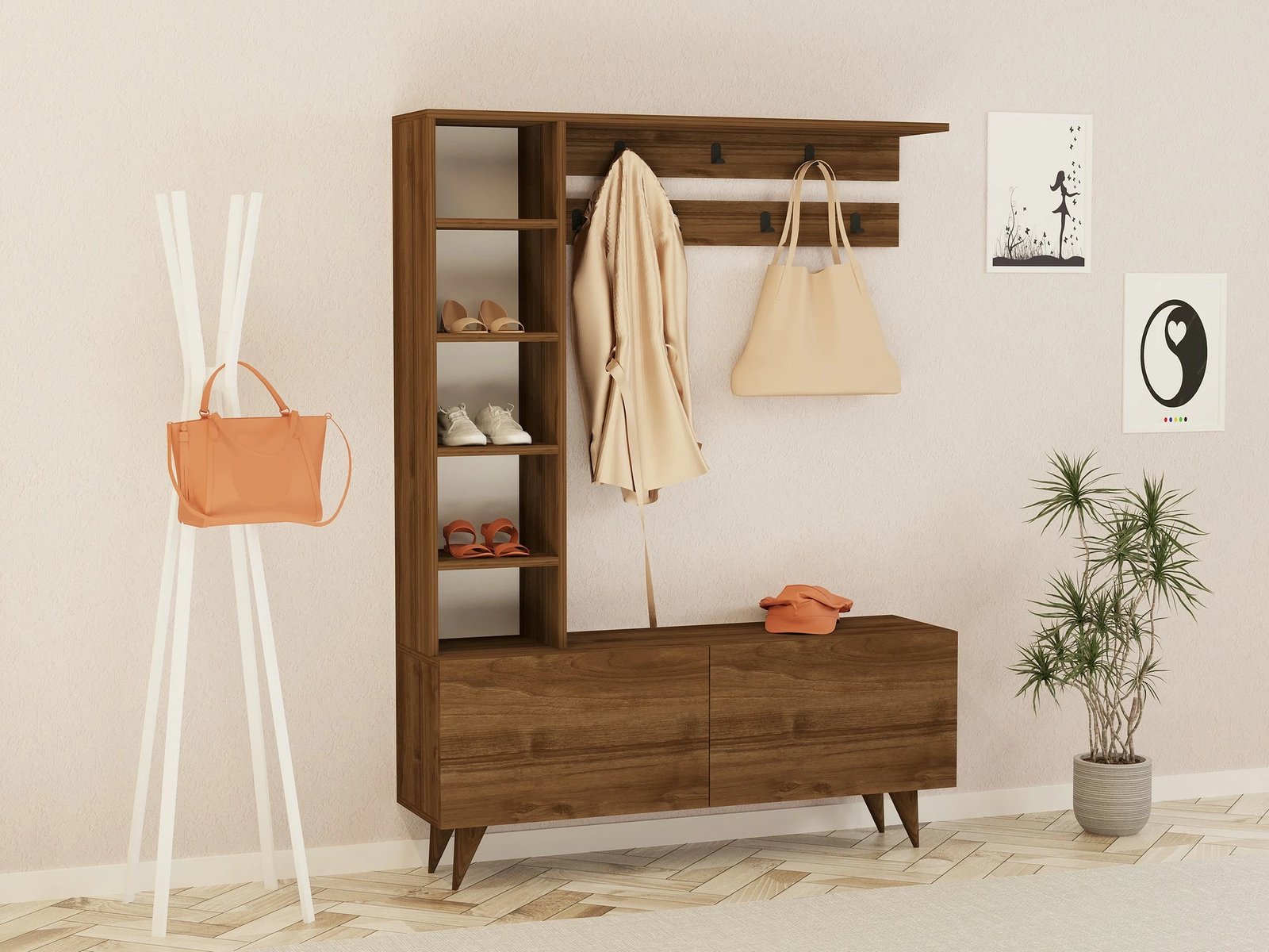 Stendë korridori Skye Decor, ngjyrë arre, Hale