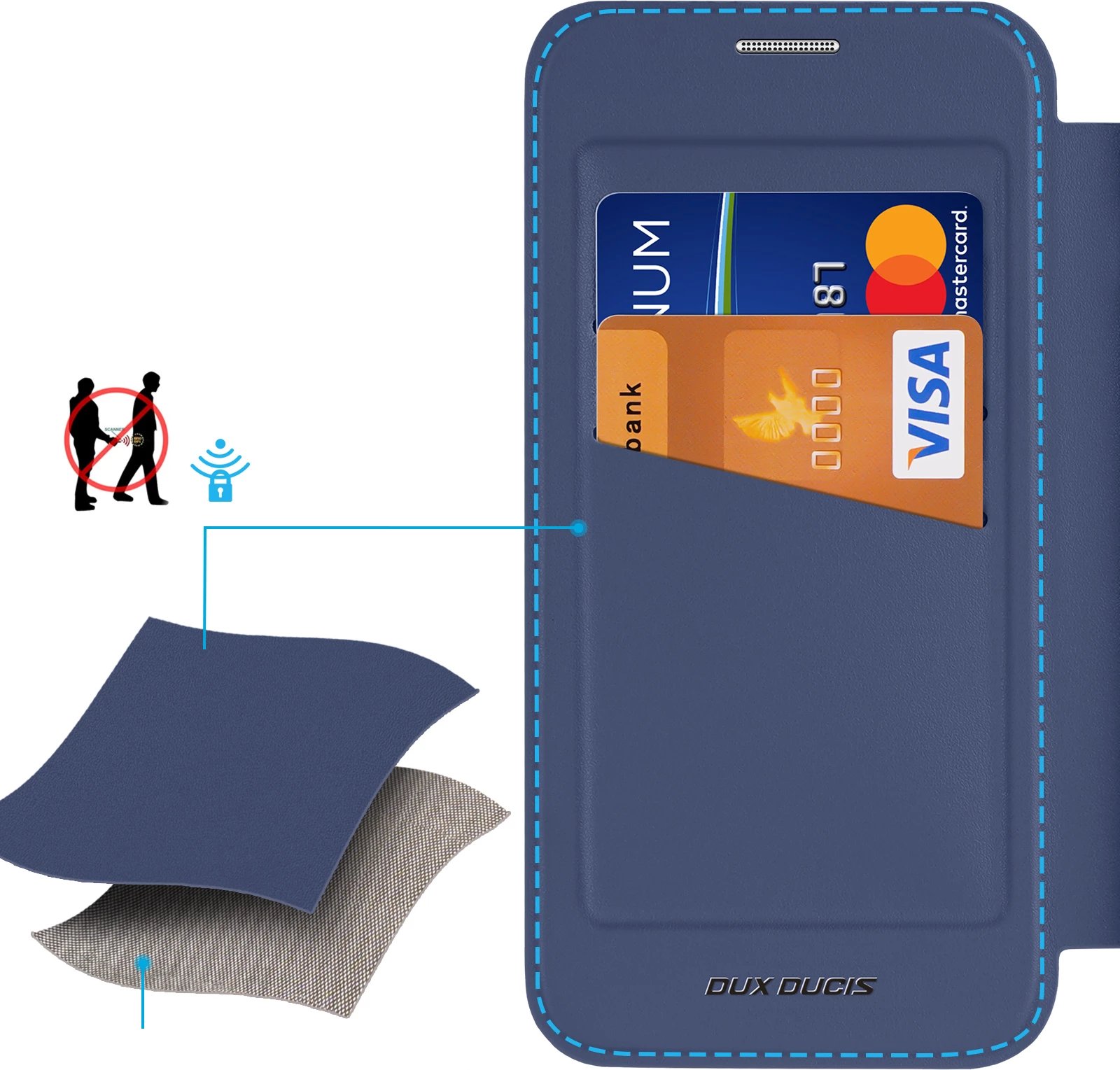 Mbështjellës Dux Ducis Skin X Pro për Samsung Galaxy S25+, me MagSafe, portofol, Blu