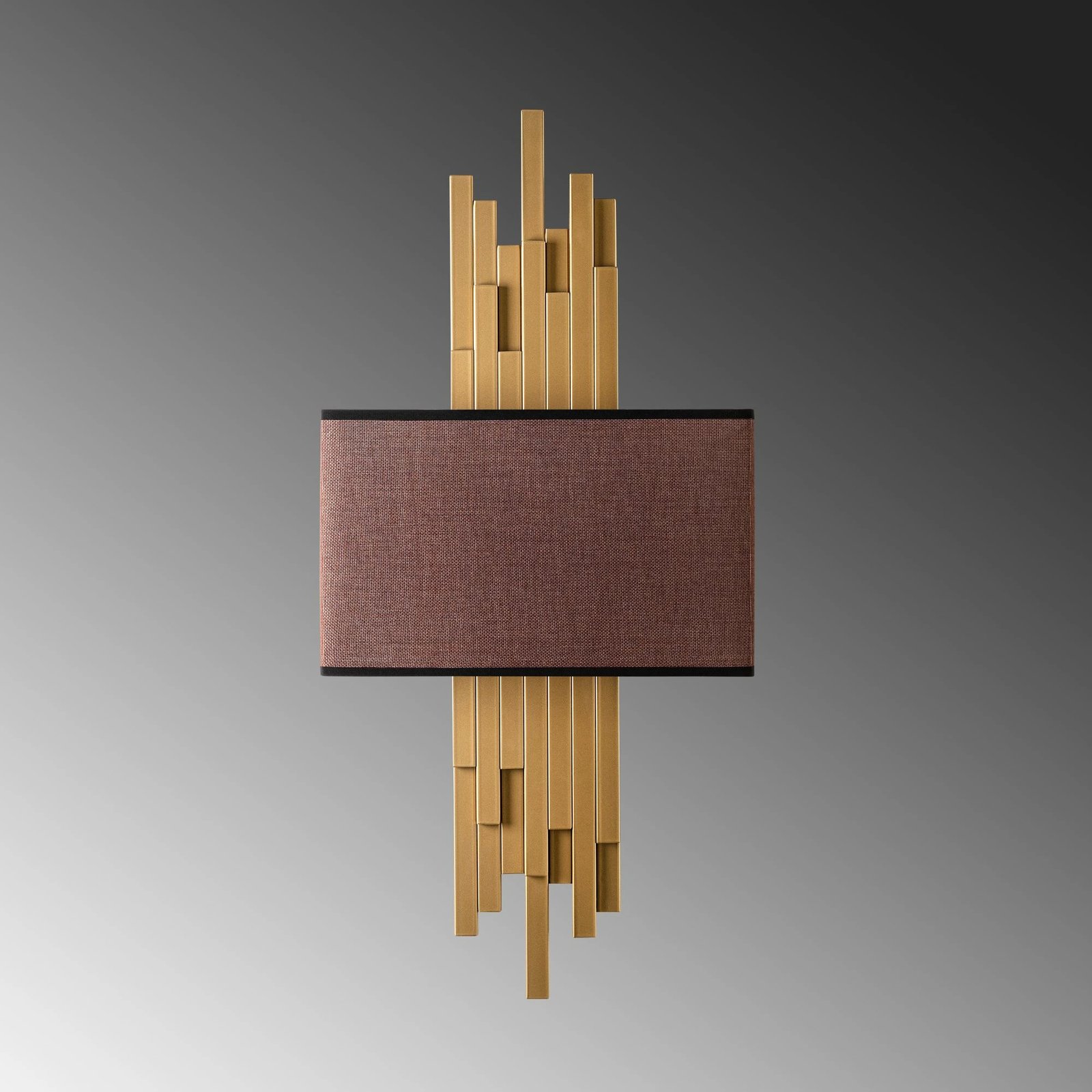 Llambë muri Opviq, Axıs - 15113, trup metalik, kapak prej tekstili, ngjyrë ari dhe kafe, 35x75x10 cm