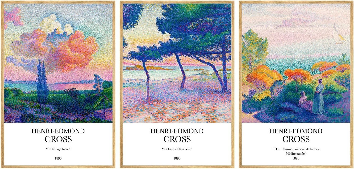 Set pikturash dekorative me kornizë MDF, 3 copë, Wallity, Huhu265, 50x35cm